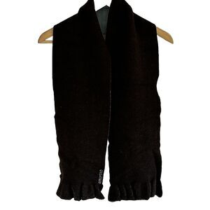 Amoroso Scarf Merino Wool Brown Blue Ruffle Trim Ladies Quiet Luxury Neck